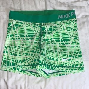 Green & White Nike Pro Spandex